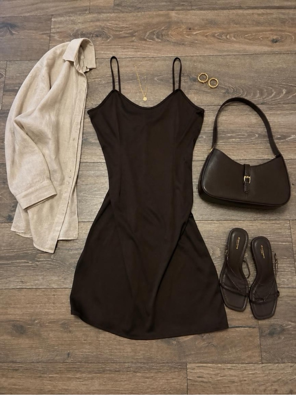 Classic Black Slip Dress with Spaghetti Straps